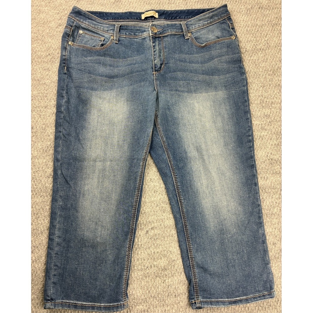 Seven7 Luxe Jeans Womens 20 Medium Wash Stretch Denim Capri Cropped Plus Size